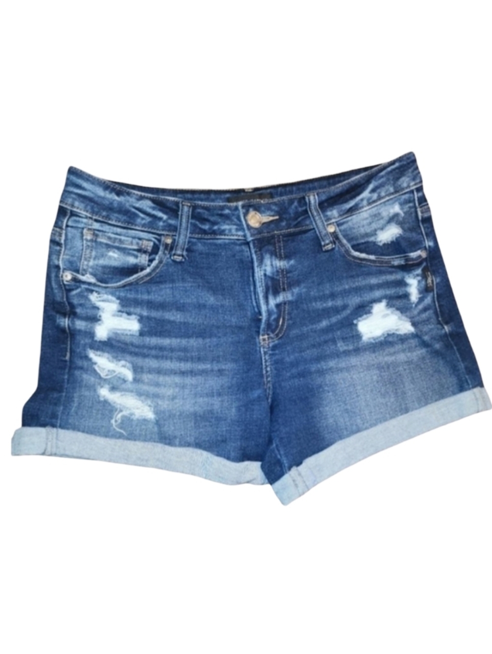 SILVER JEANS CO. Boyfriend Mid Rise Distressed Cuffed Jean Shorts Size 28 EUC